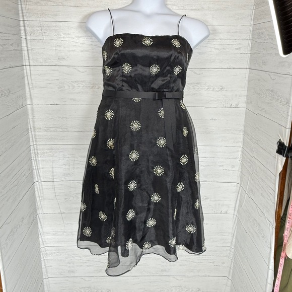 VTG Laundry Shelli segal y2k Organza Embroidered Starburst Cocktail Dress size 8 - Picture 2 of 14